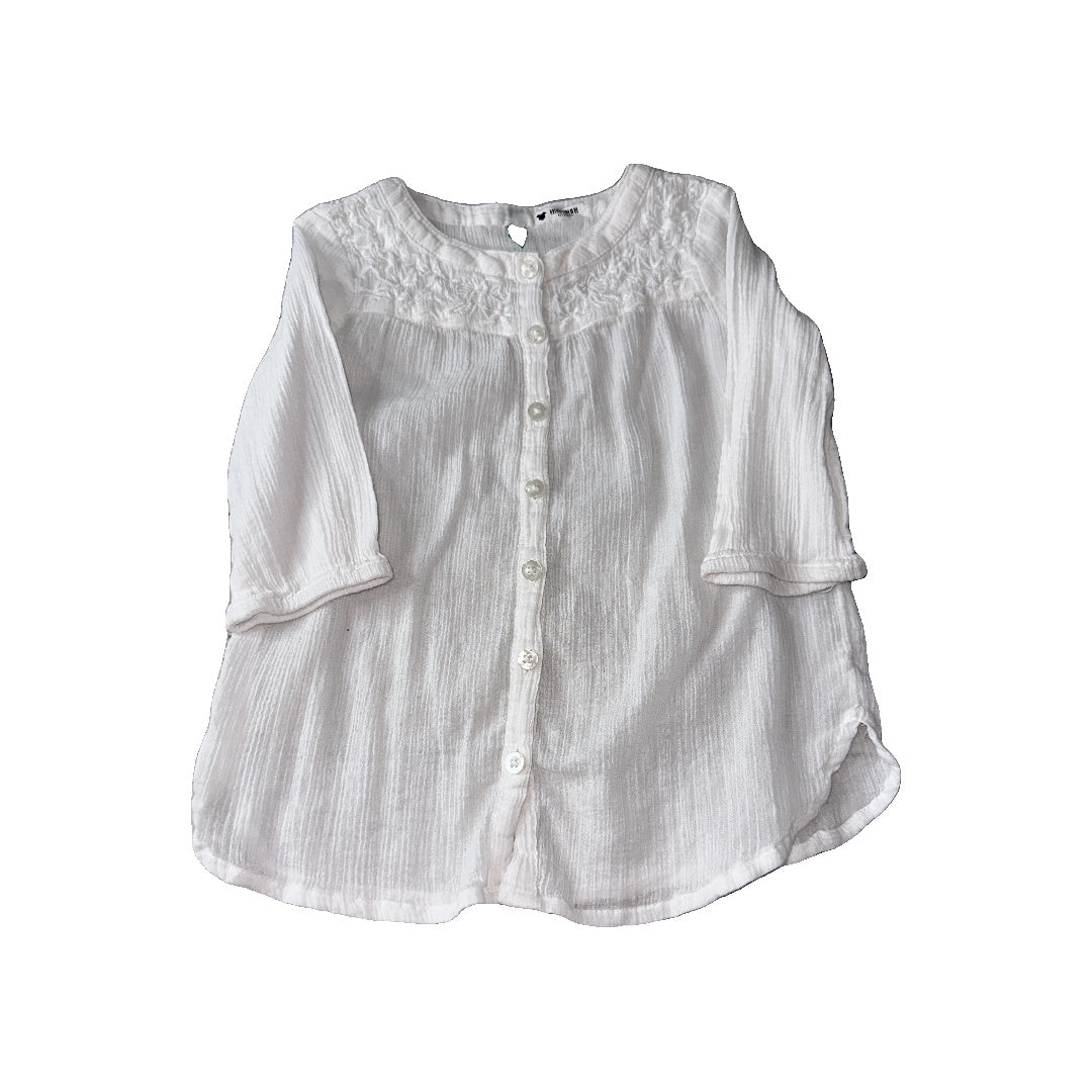 Beneton Girls White Button Down Short Sleeve Size: 2T White