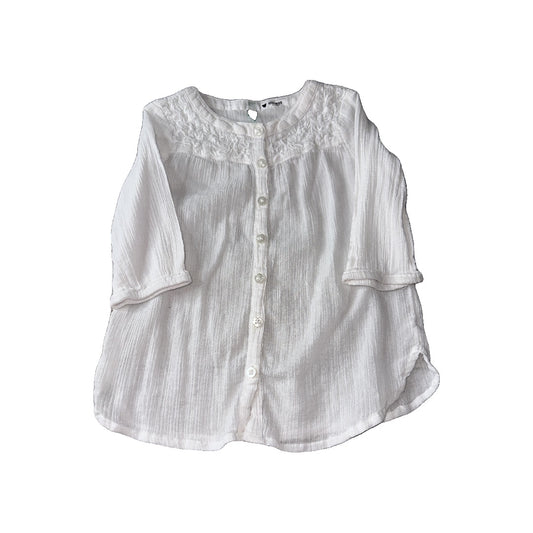 Beneton Girls White Button Down Short Sleeve Size: 2T White