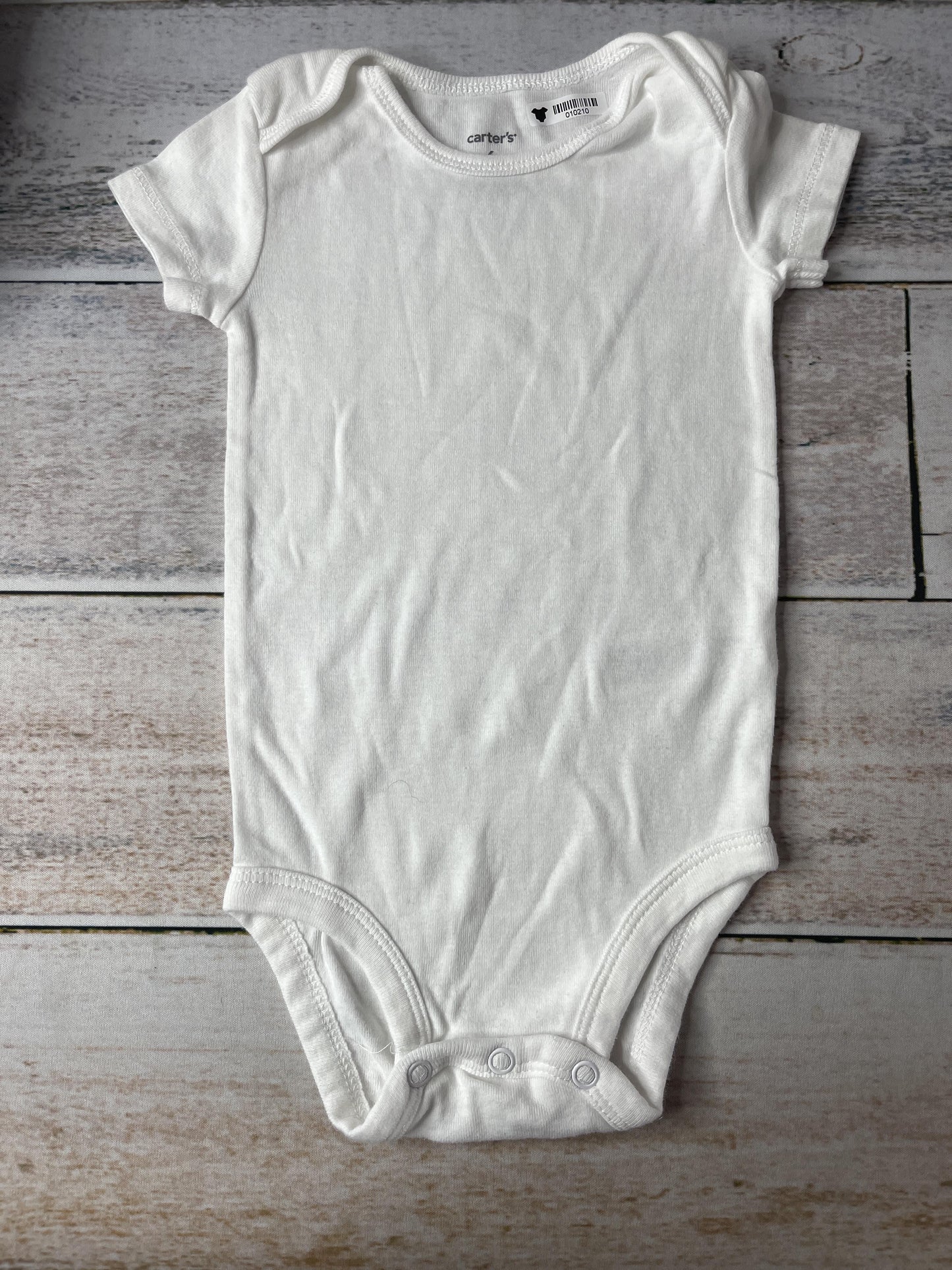 Carters Unisex White Onesie Size: 6 months White