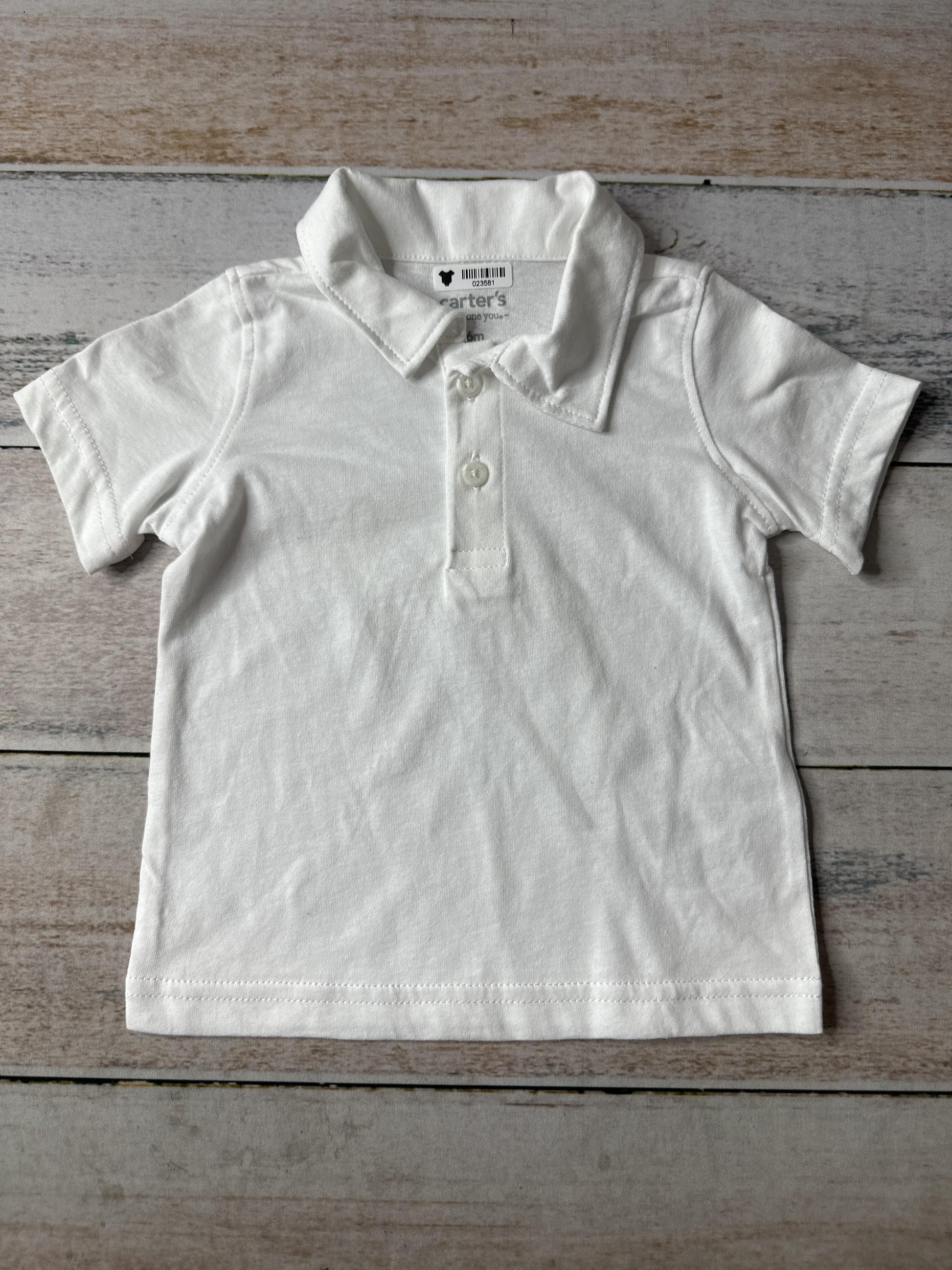 Carters Unisex White Polo Shirt Size: 6 months White