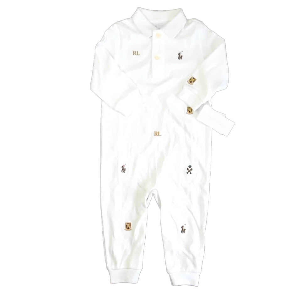 Ralph Lauren Boys White Long Sleeve Outfit Size: 12 Months White