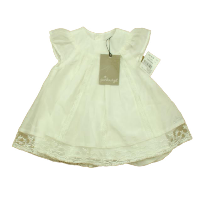 Jeanbourget Girls White Dress Size: 1 Month White