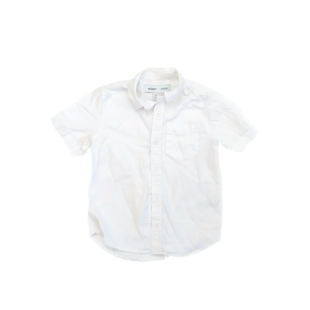 Old Navy Boys White Button Down Short Sleeve Size: 6-7 Years White