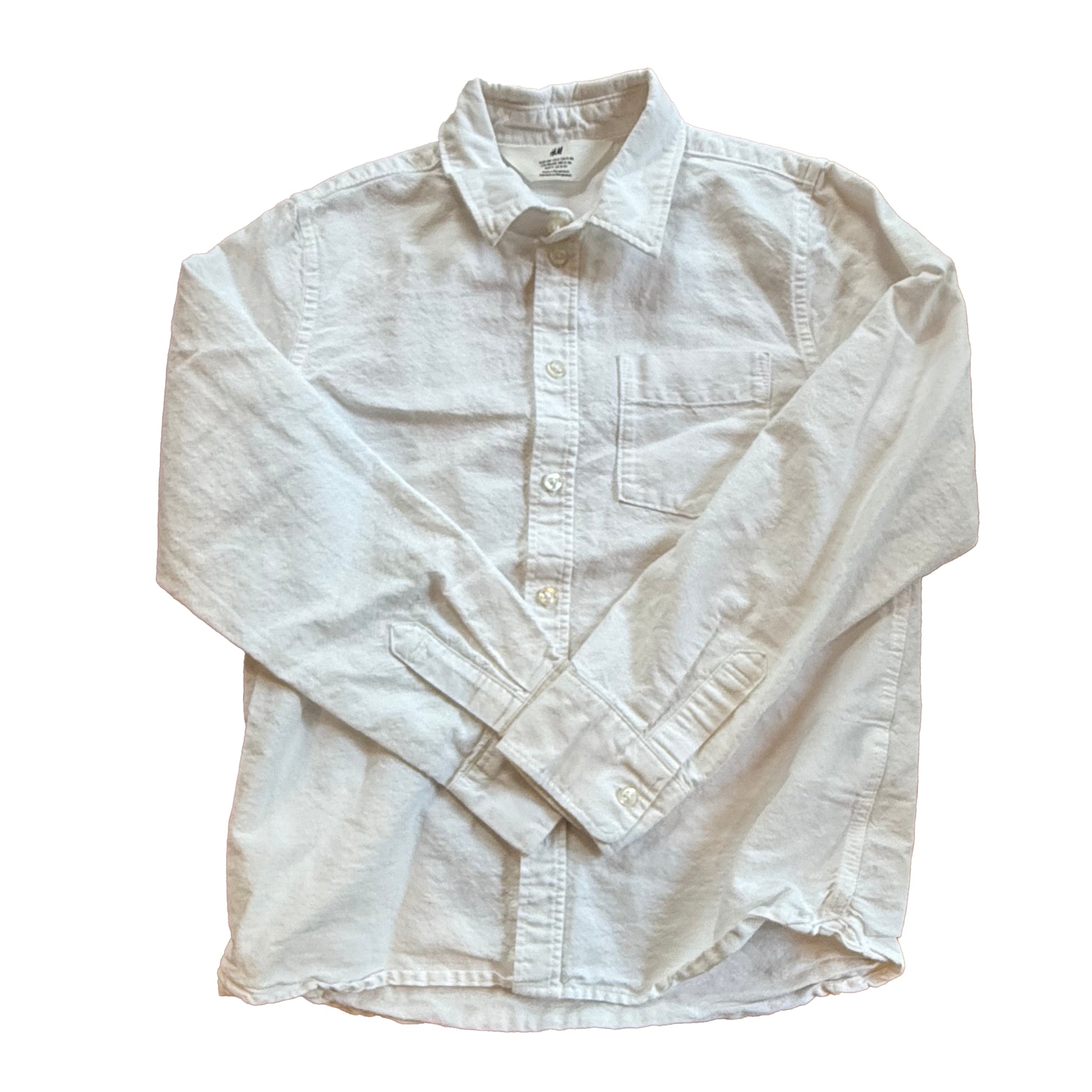 H&M Boys White Button Down Long Sleeve Size: 8 Years White
