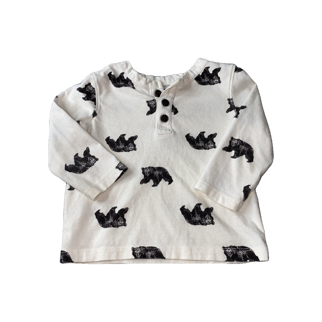 Old Navy Unisex Wool White | Black Long Sleeve T-Shirt Size: 12-18 months Wool White | Black