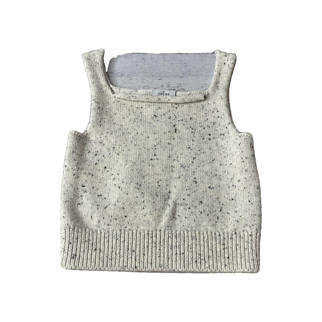 Orcas Lucille Girls Wool White | Black Tank Top Size: 18-24 months Wool White | Black