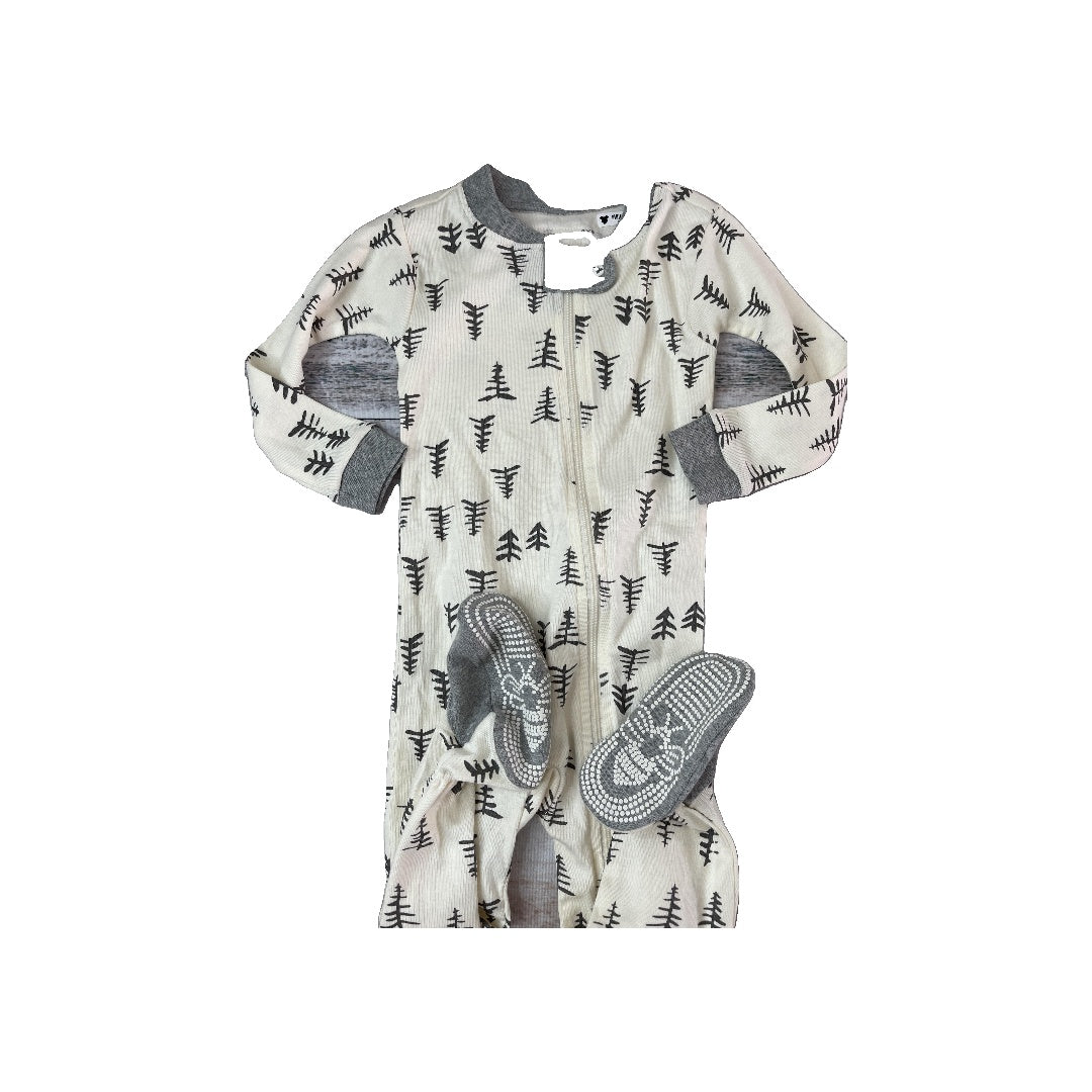 Burt's Bees Boys Wool White | Grey Pajamas Size: 12 months Wool White | Grey