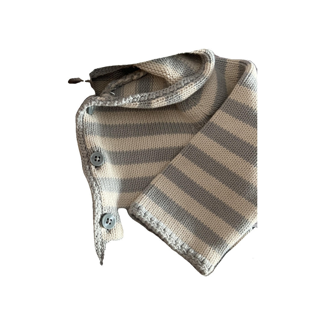 Hanna Andersson Boys Wool White | Light Blue | Stripe Hoodie Size: 12 months Wool White | Light Blue | Stripe