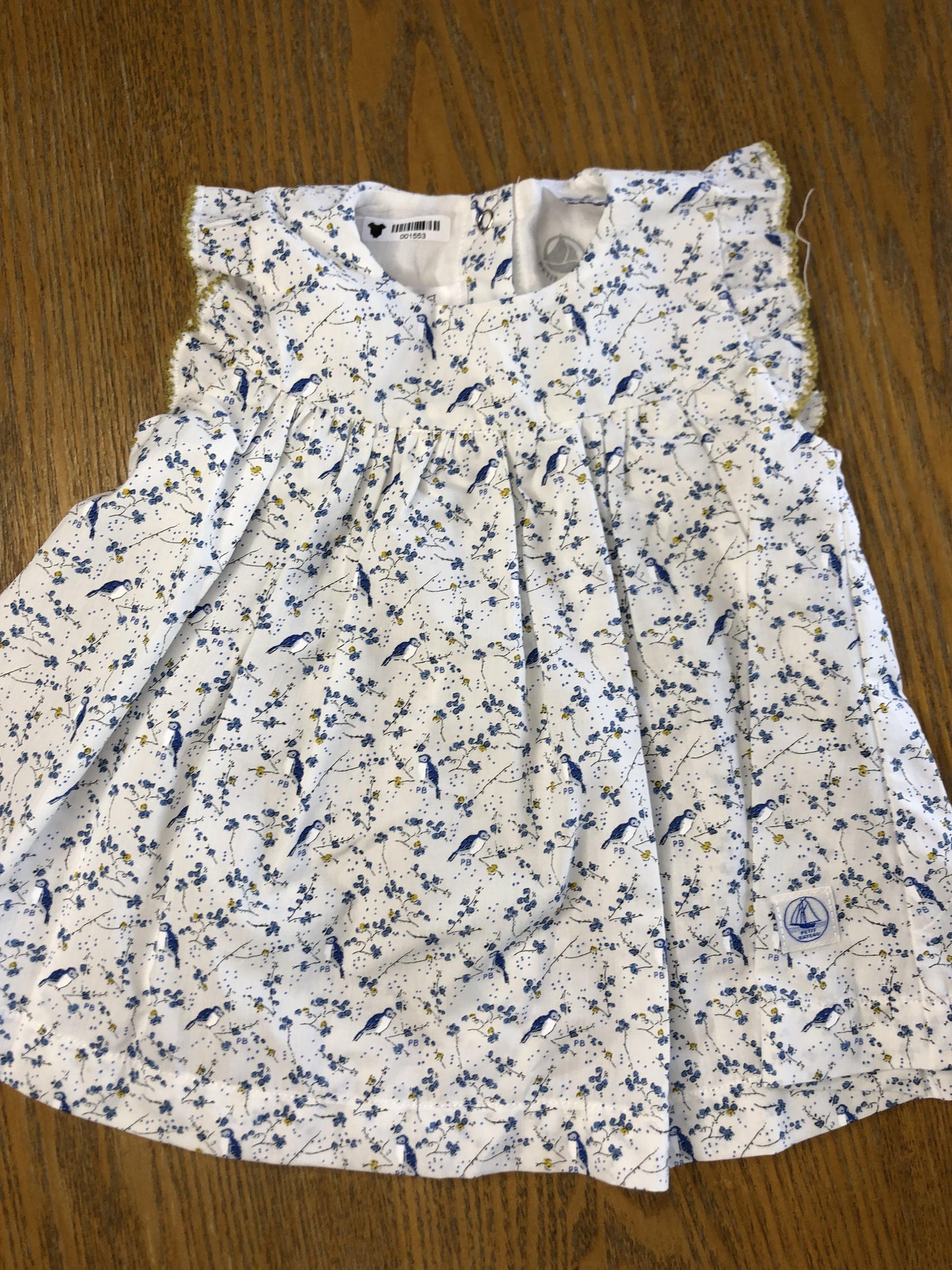 Petit Bateau Girls Wool White | Light Blue Shirt Size: 3 months Wool White | Light Blue
