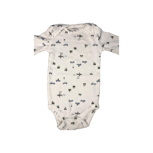 Carters Boys Wool White | light green | Light Blue Onesie Size: 12 months Wool White | light green | Light Blue