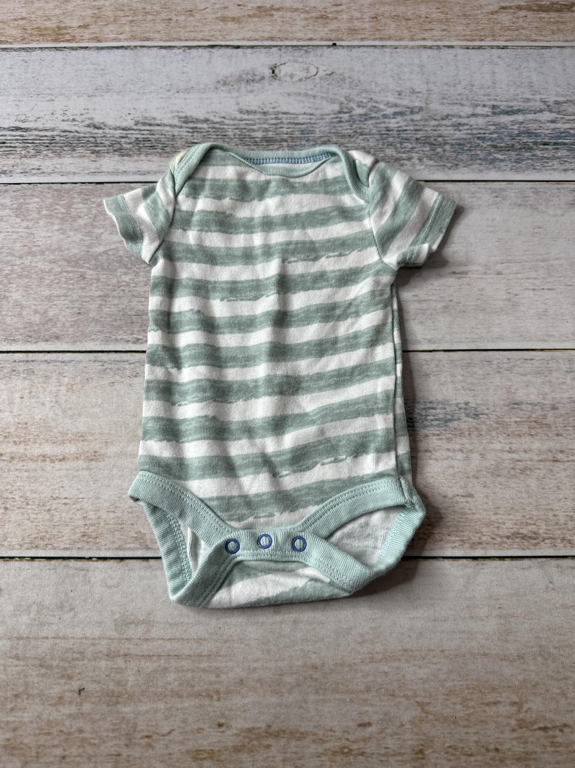 Cloud Island Boys Wool White | Mint | Stripe Onesie Size: Newborn Wool White | Mint | Stripe
