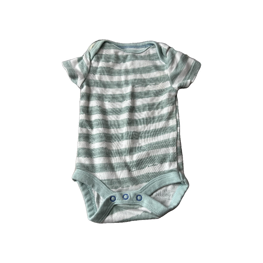 Cloud Island Boys Wool White | Mint | Stripe Onesie Size: Newborn Wool White | Mint | Stripe