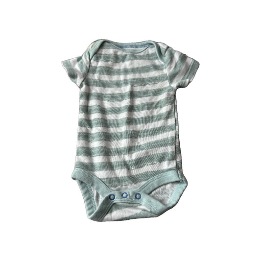 Cloud Island Boys Wool White | Mint | Stripe Onesie Size: Newborn Wool White | Mint | Stripe