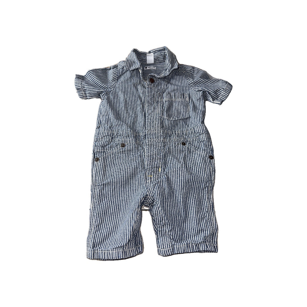 Gap Boys Wool White | Navy Blue | Striped Romper Size: 3-6 months Wool White | Navy Blue | Striped