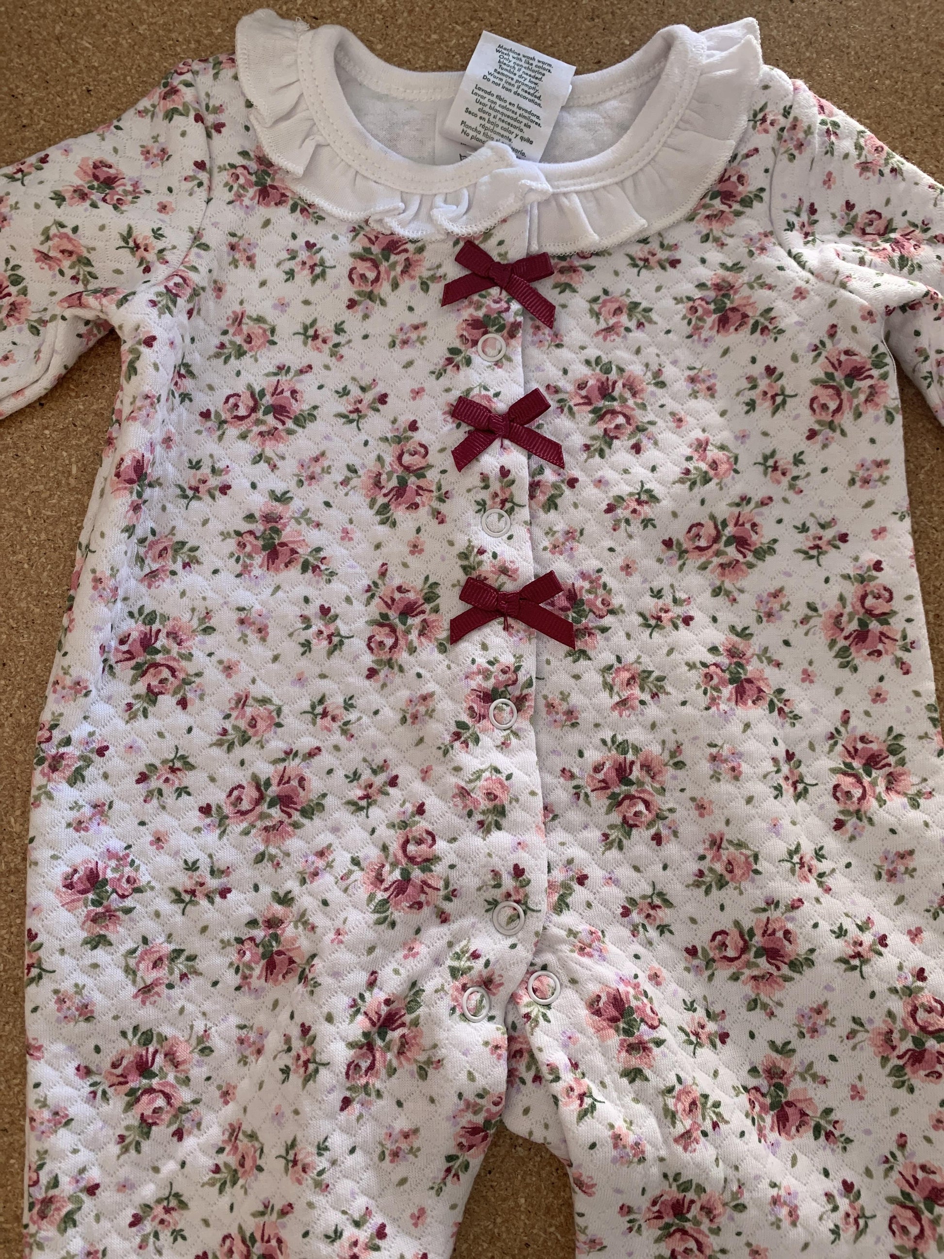 Girls Wool White | Pink floral | Red Pajamas Size: 0-3 months Wool White | Pink floral | Red