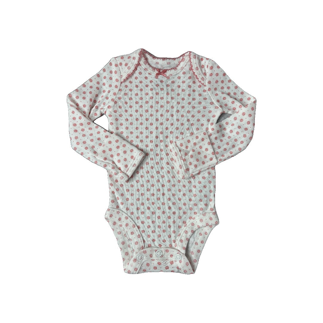 Girls Wool White | Pink floral Onesie Size: Newborn Wool White | Pink floral