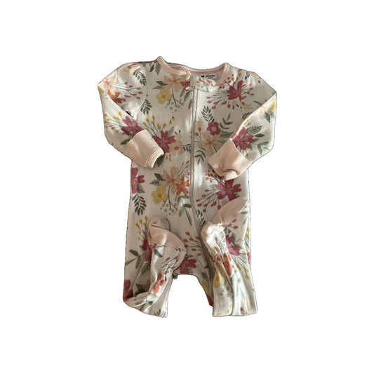 Cloud Island Girls Wool White | Pink floral Pajamas Size: 6-9 months Wool White | Pink floral