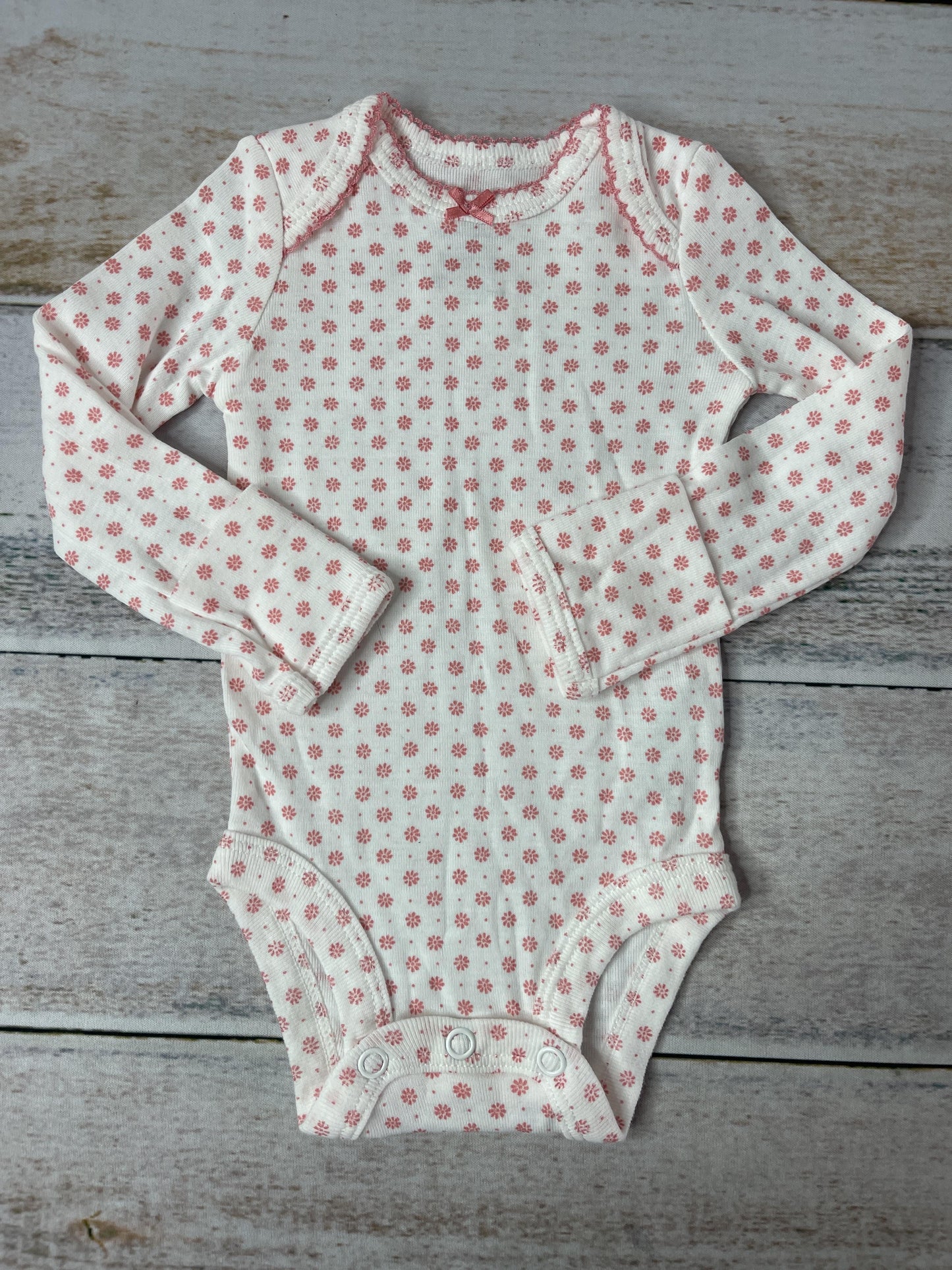 Girls Wool White | Pink floral Onesie Size: Newborn Wool White | Pink floral