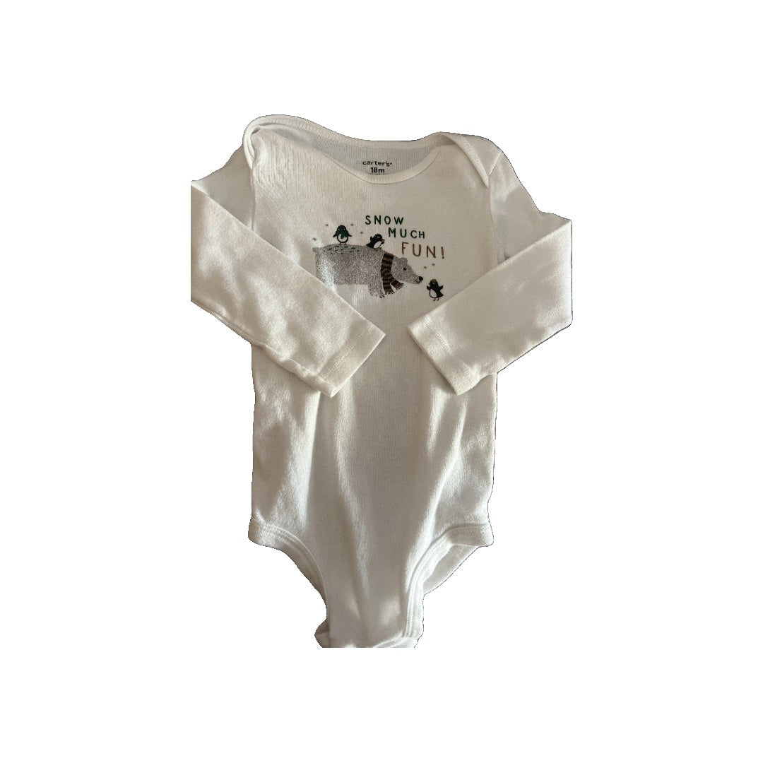 Carters Unisex Wool White Onesie Size: 18 months Wool White