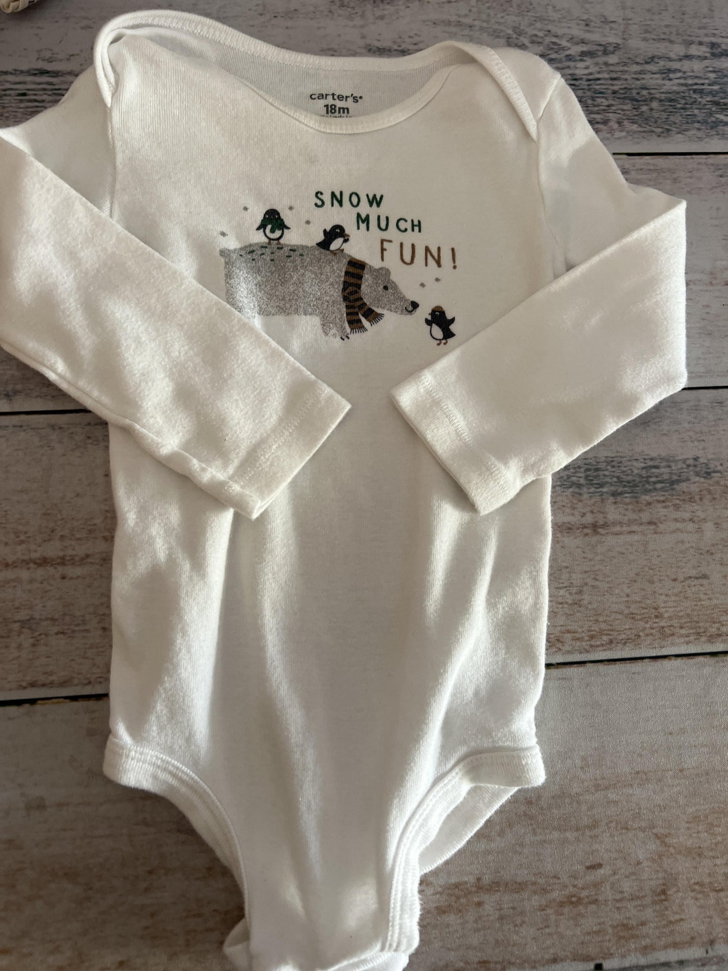 Carters Unisex Wool White Onesie Size: 18 months Wool White