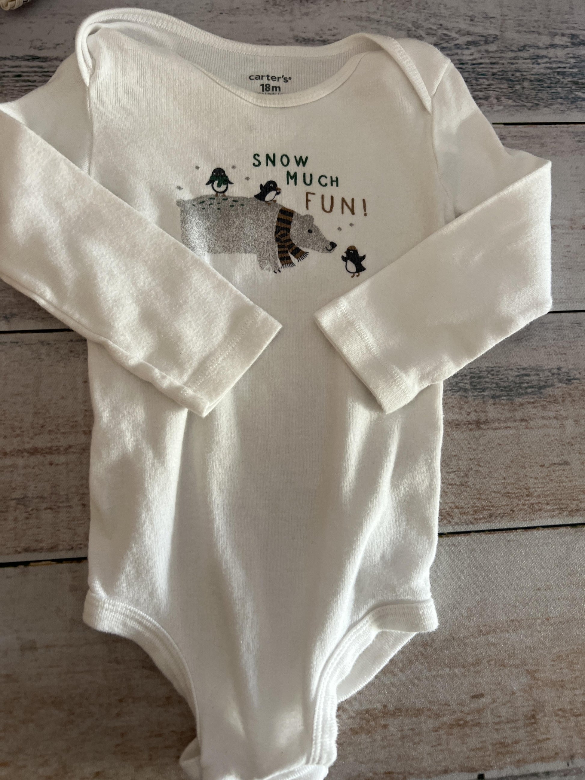 Carters Unisex Wool White Onesie Size: 18 months Wool White