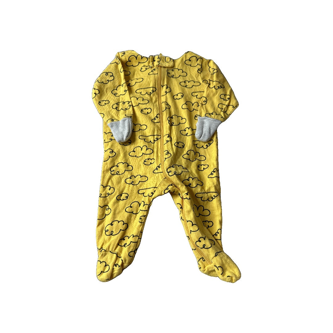 Gerber Unisex Yellow | Black | Clouds Pajamas Size: Newborn Yellow | Black | Clouds
