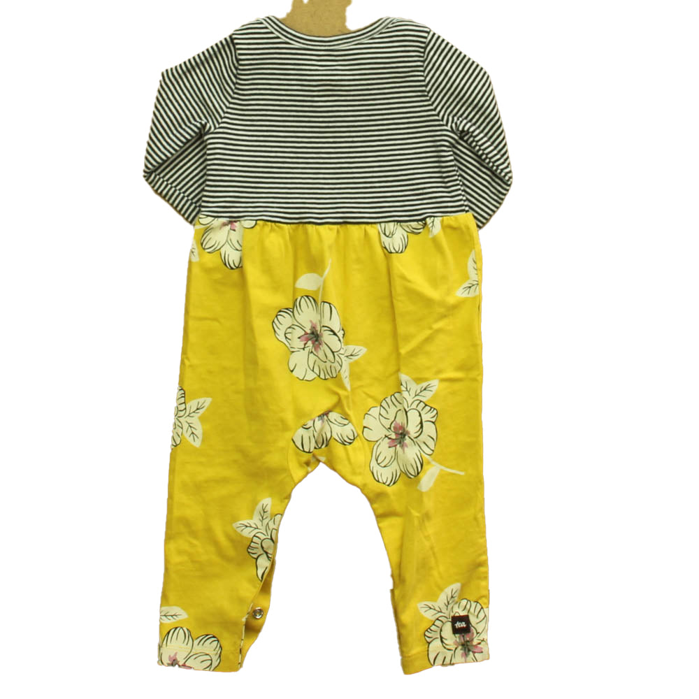 Tea Girls Yellow | Black | White Floral Long Sleeve Outfit Size: 6-9 Months Yellow | Black | White Floral
