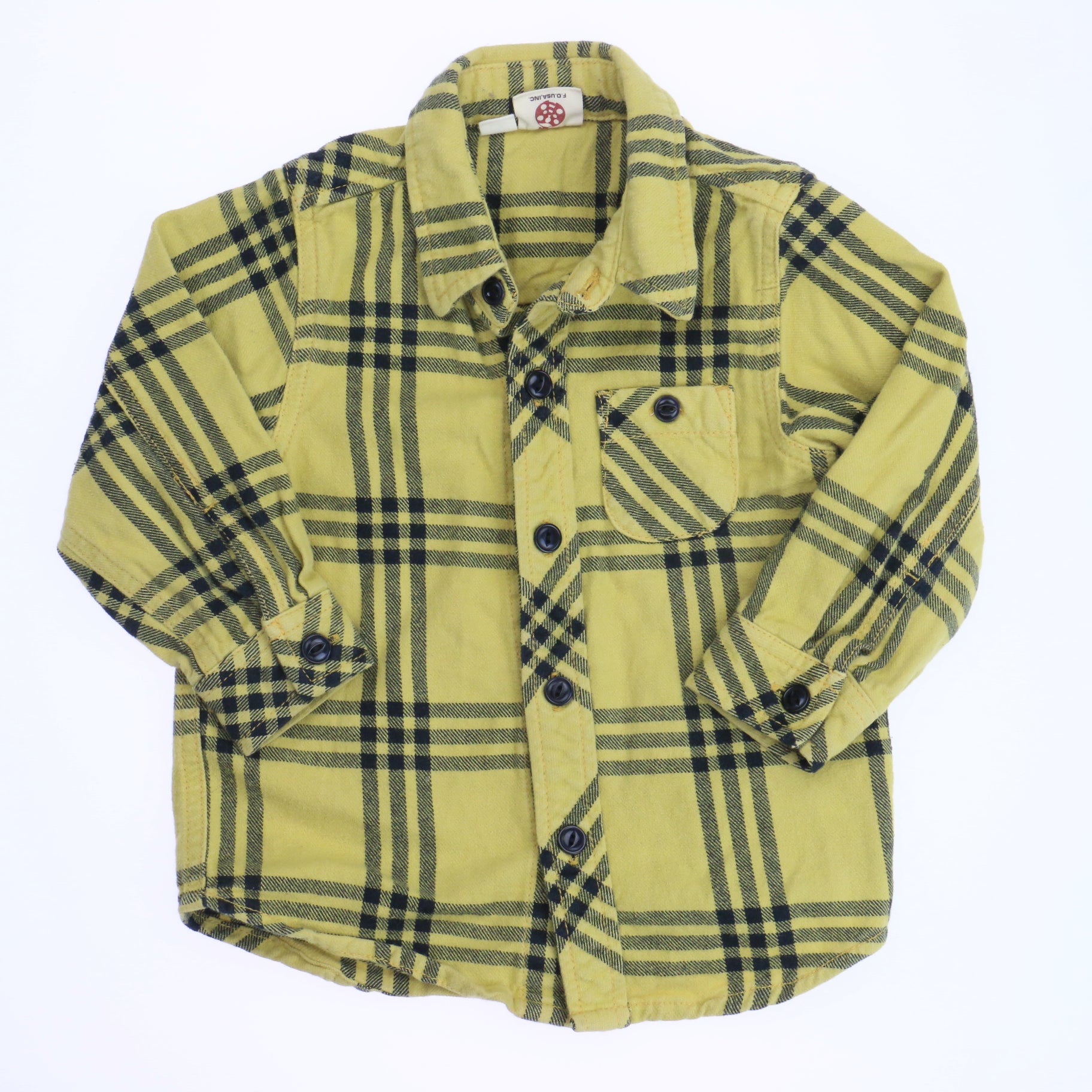 Bit'z Kids Boys Yellow | Black Button Down Long Sleeve Size: 18-24 Months Yellow | Black