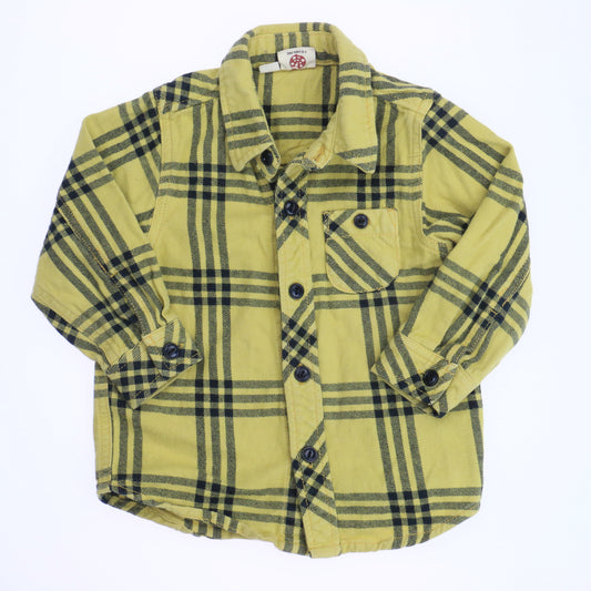 Bit'z Kids Boys Yellow | Black Button Down Long Sleeve Size: 18-24 Months Yellow | Black