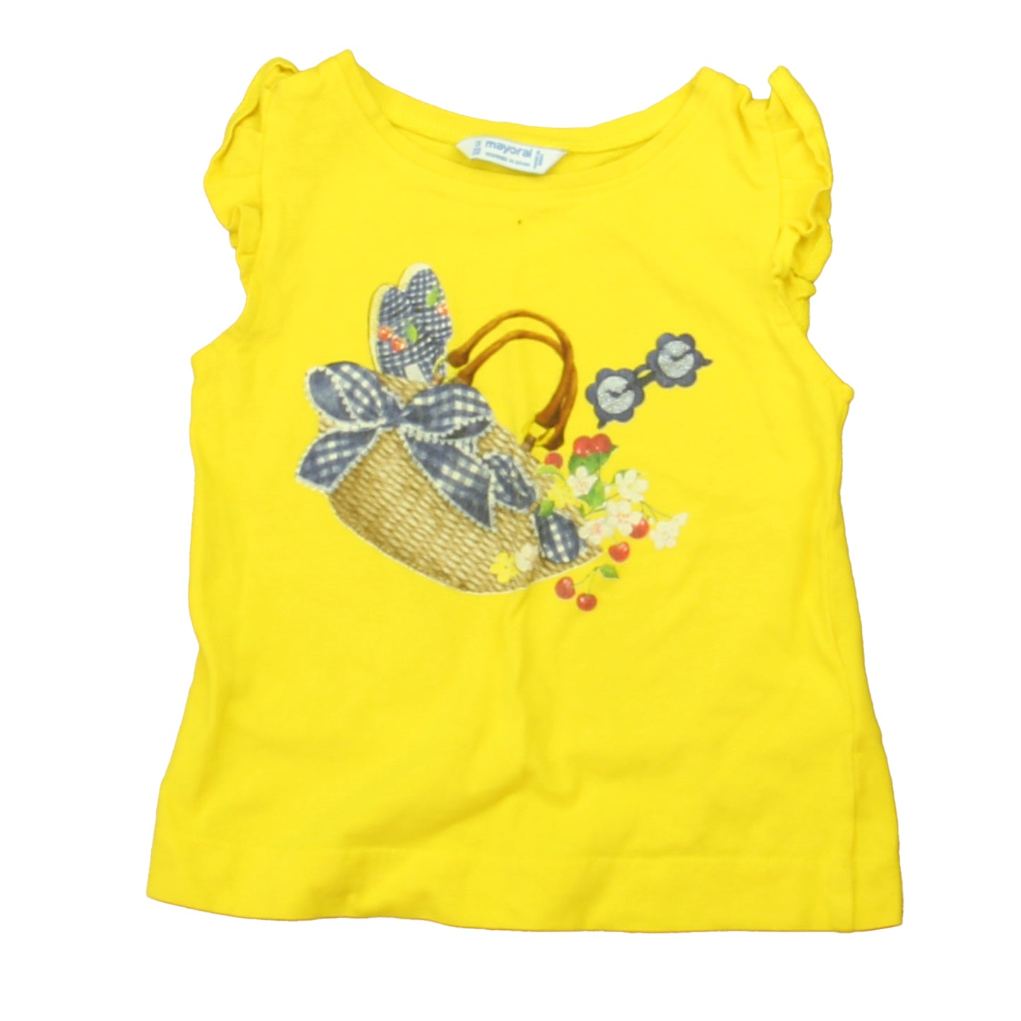 Mayoral Girls Yellow | Blue Basket T-Shirt Size: 3T