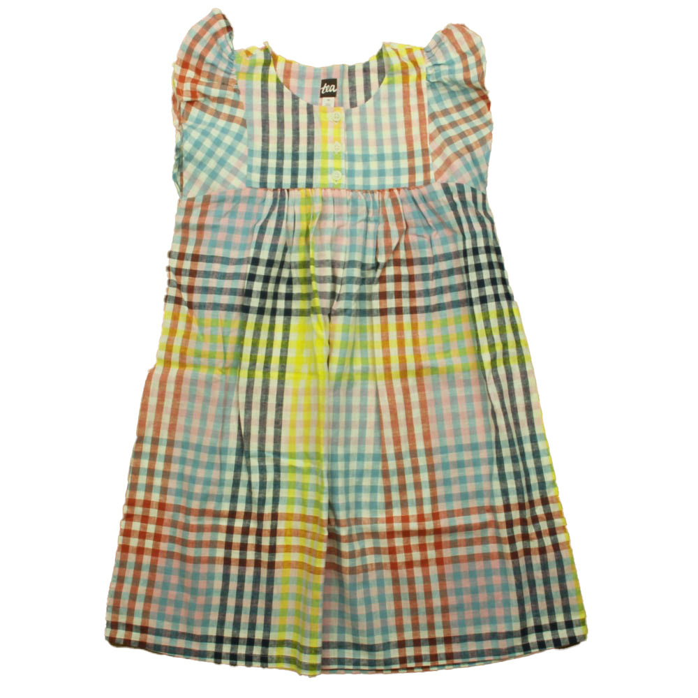 Tea Girls Yellow | Blue Check Dress Size: 10 Years Yellow | Blue Check