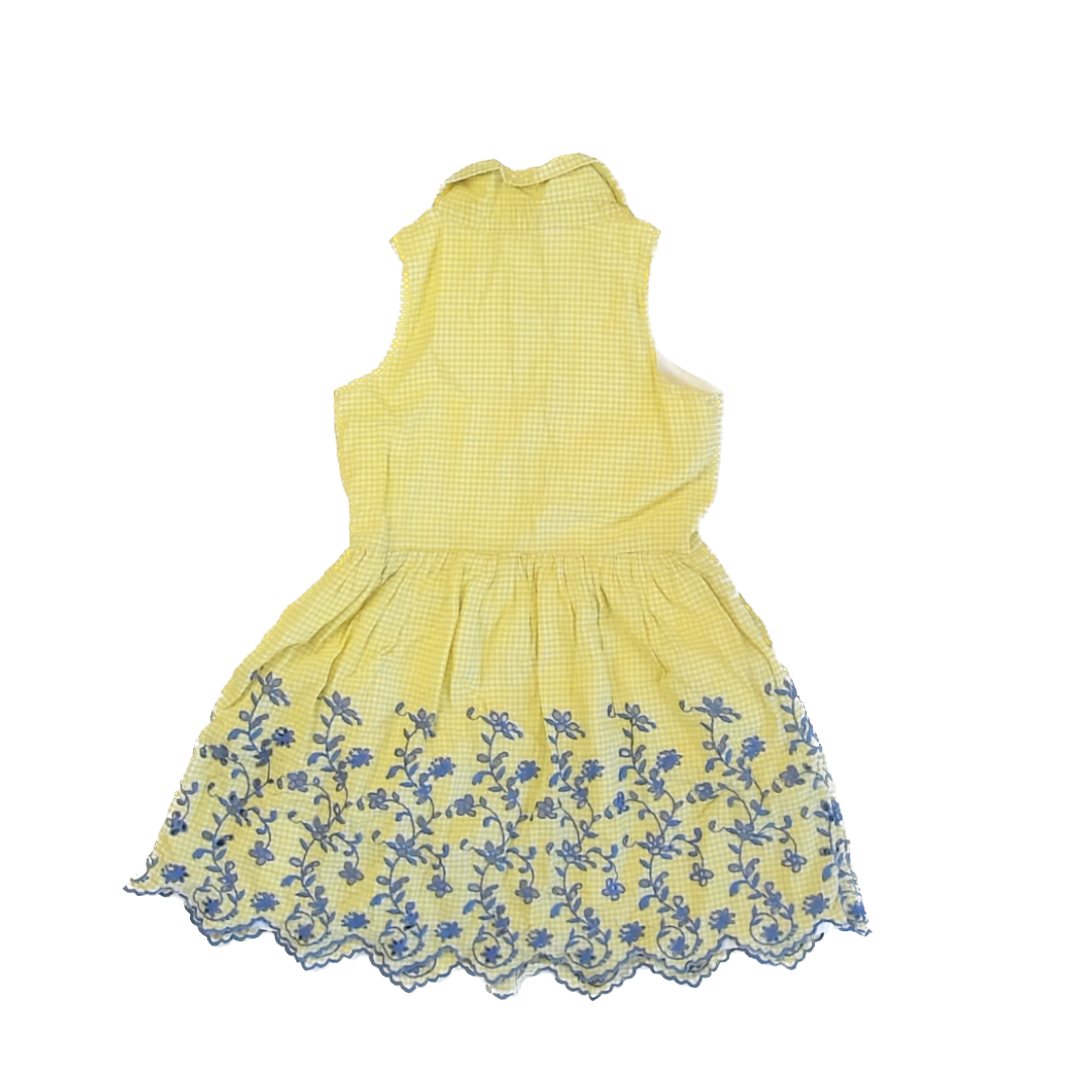 Gap Girls Yellow | Blue eyelet Sun Dress Size: 6 Years (small) Yellow | Blue eyelet