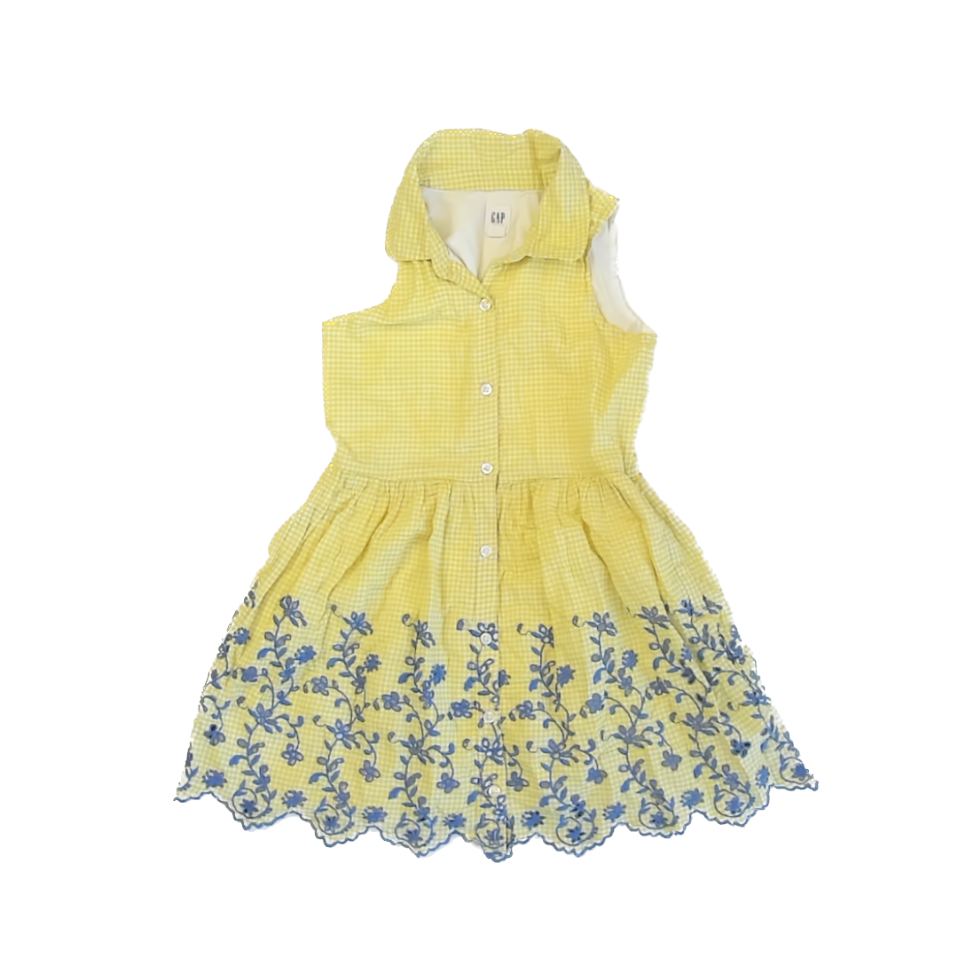 Gap Girls Yellow | Blue eyelet Sun Dress Size: 6 Years (small) Yellow | Blue eyelet