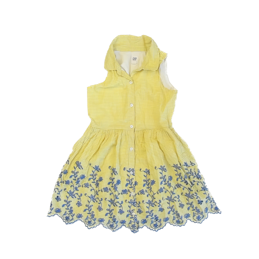 Gap Girls Yellow | Blue eyelet Sun Dress Size: 6 Years (small) Yellow | Blue eyelet