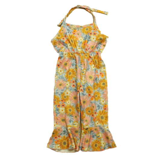 Little Sun Girls Yellow | Blue Floral Romper Size: 18 Months Yellow | Blue Floral