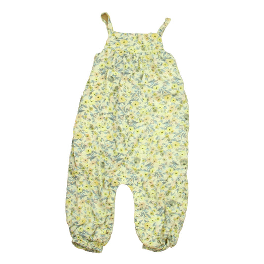 Something Navy Girls Yellow | Blue Floral Romper Size: 9 Months Yellow | Blue Floral