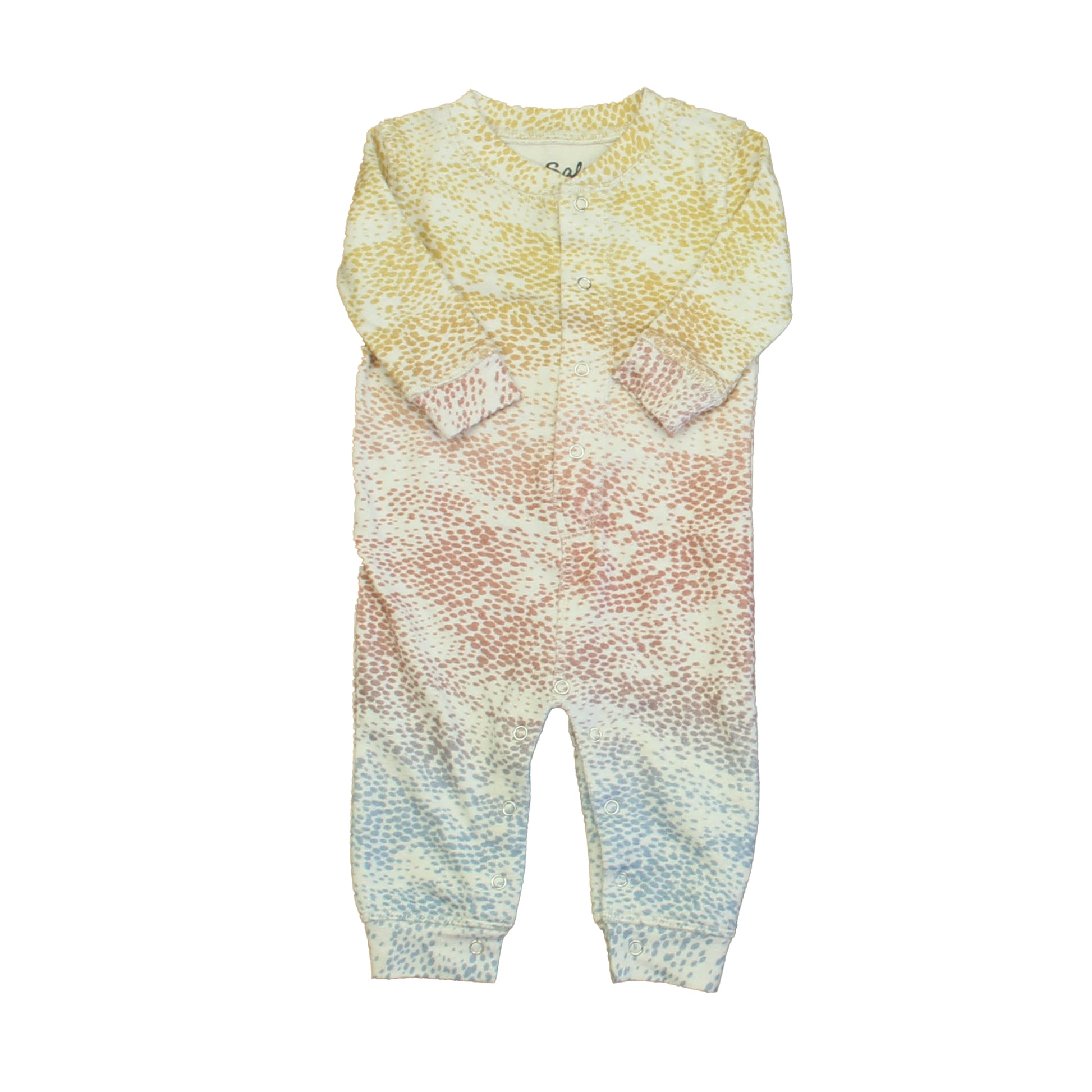 P.J. Salvage Unisex Yellow | Blue Speckle 1-piece Non-footed Pajamas Size: 3-6 Months Yellow | Blue Speckle