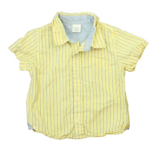 Gap Boys Yellow | Blue Stripe Button Down Short Sleeve Size: 6-12 Months Yellow | Blue Stripe
