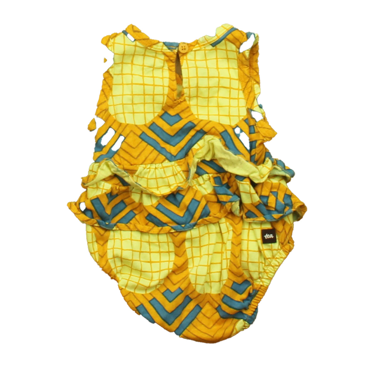 Tea Collection Girls Yellow | Blue Romper Size: 3-6 Months Yellow | Blue