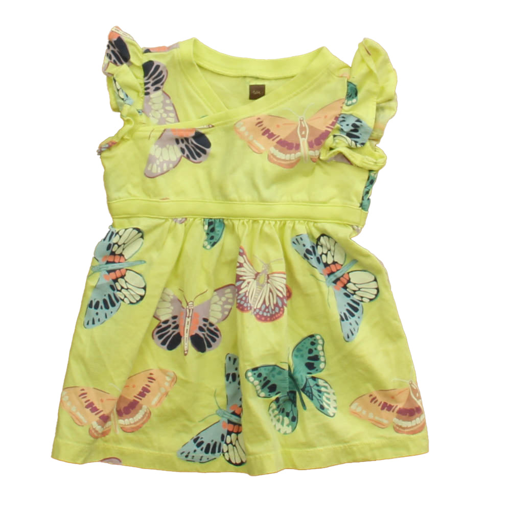 Tea Girls Yellow Butterfly Dress Size: 6-9 Months Yellow Butterfly