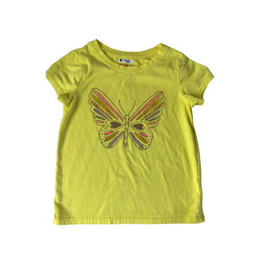 Cat & Jack Girls Yellow | Butterfly T-Shirt Size: 5T Yellow | Butterfly