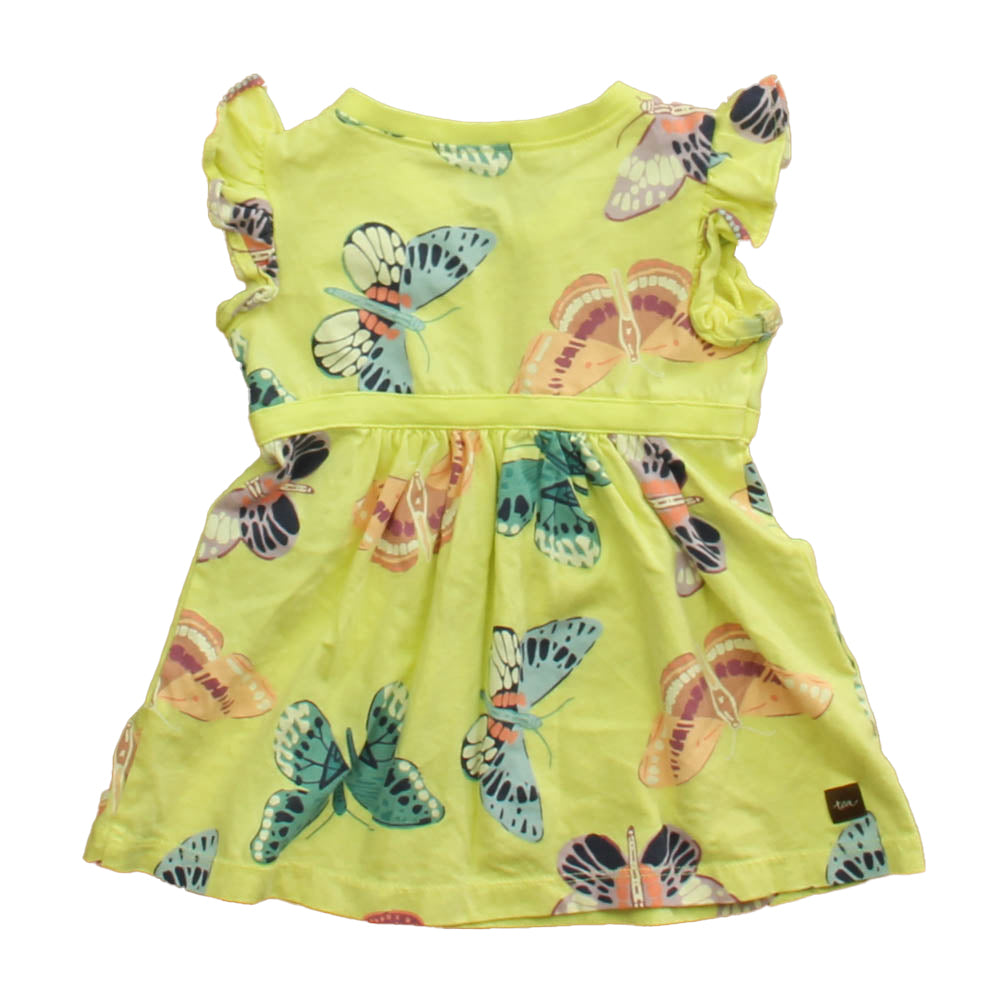 Tea Girls Yellow Butterfly Dress Size: 6-9 Months Yellow Butterfly