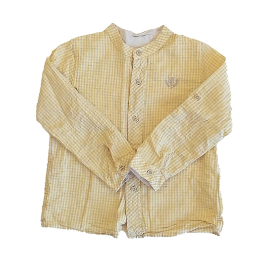 Pili Carrera Boys Yellow Check Button Down Long Sleeve Size: 4T Yellow Check