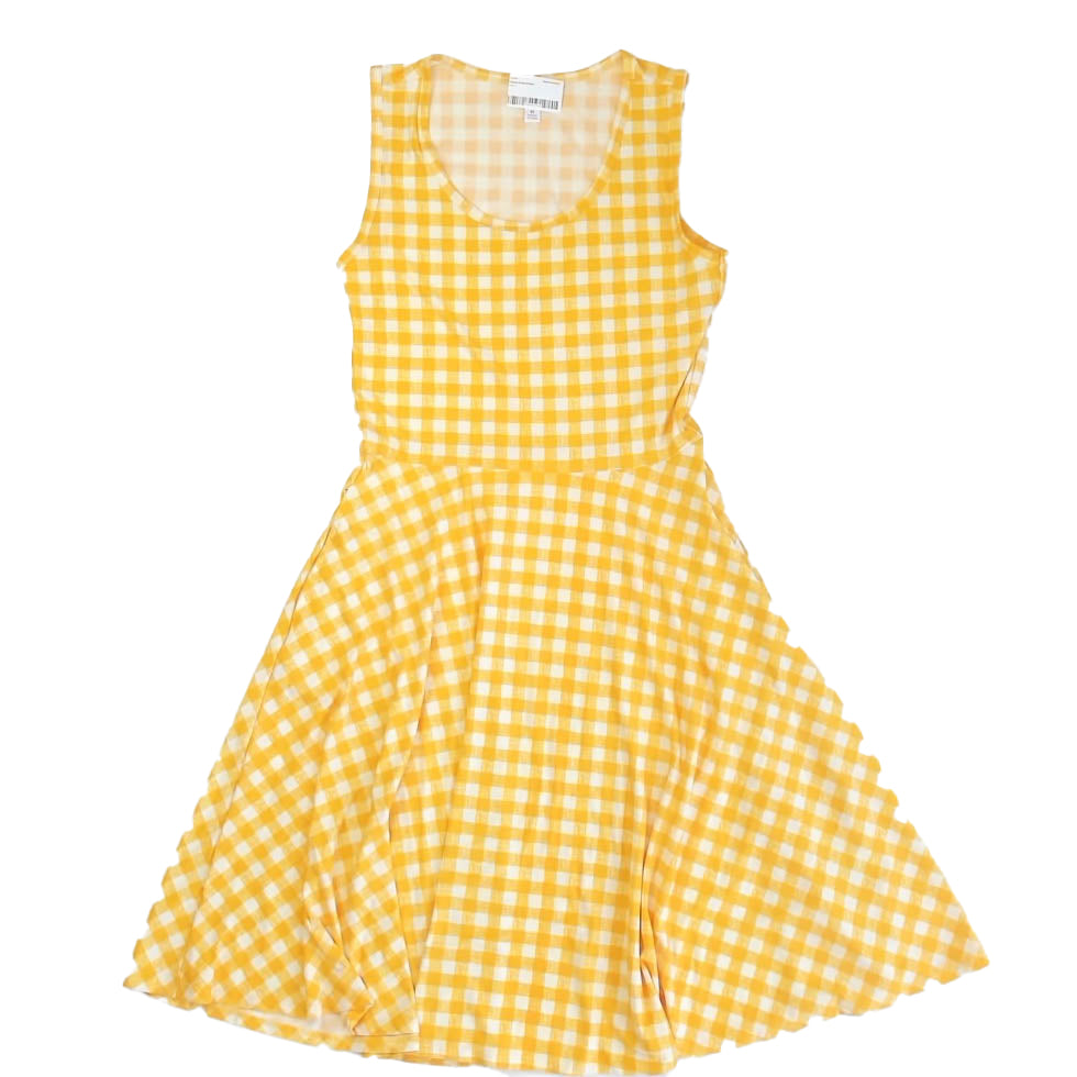 Lularoe Girls Yellow Check Dress Size: Junior Medium Yellow Check