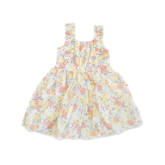 Cupcakes & Cashmere Girls Yellow | Coral Floral Dress Size: 5T Yellow | Coral Floral
