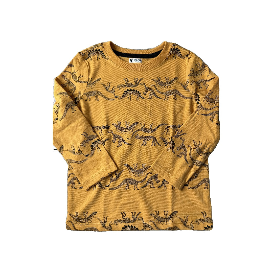 Cat & Jack Boys Yellow | Dinosaur Long Sleeve T-Shirt Size: 3T Yellow | Dinosaur