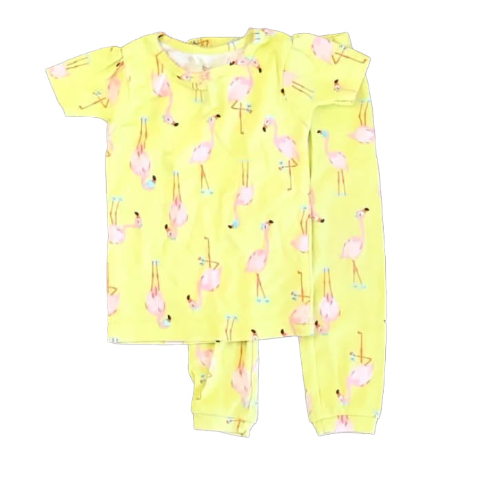 Carter's Girls Yellow Flamingos 2-piece Pajamas Size: 18 Months Yellow Flamingos