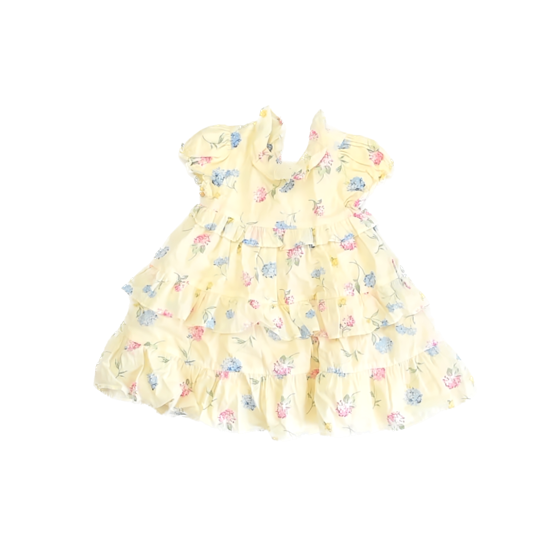 Janie and Jack Girls Yellow Floral Special Occasion Dress Size: 18-24 Months Yellow Floral