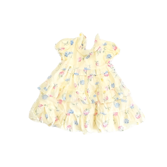 Janie and Jack Girls Yellow Floral Special Occasion Dress Size: 18-24 Months Yellow Floral
