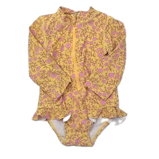 Cotton On Girls Yellow Floral 1-piece Swimsuit Size: 3-6 Months Yellow Floral